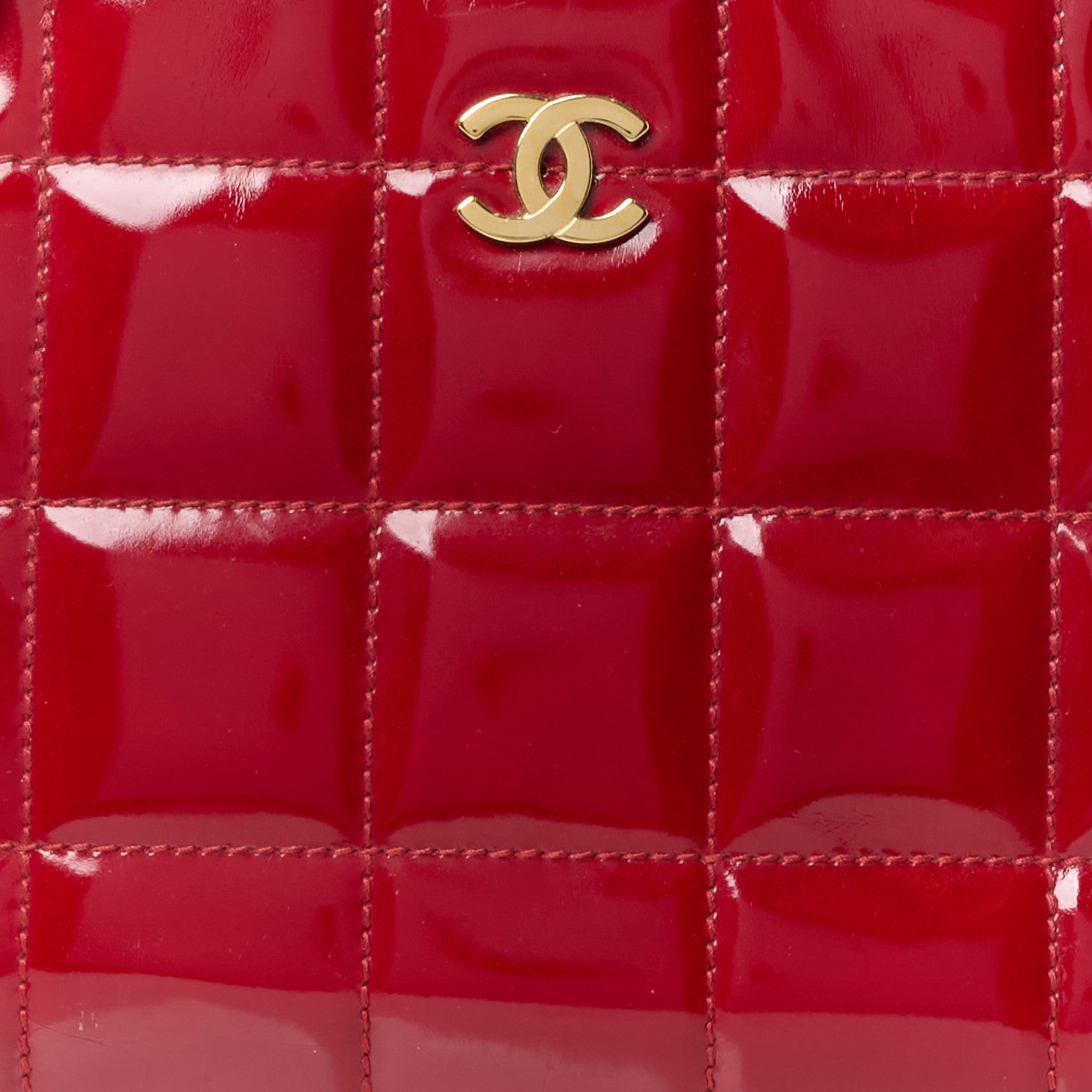 Chanel Patent Chocolate Bar East West Tote Red 8 of 11