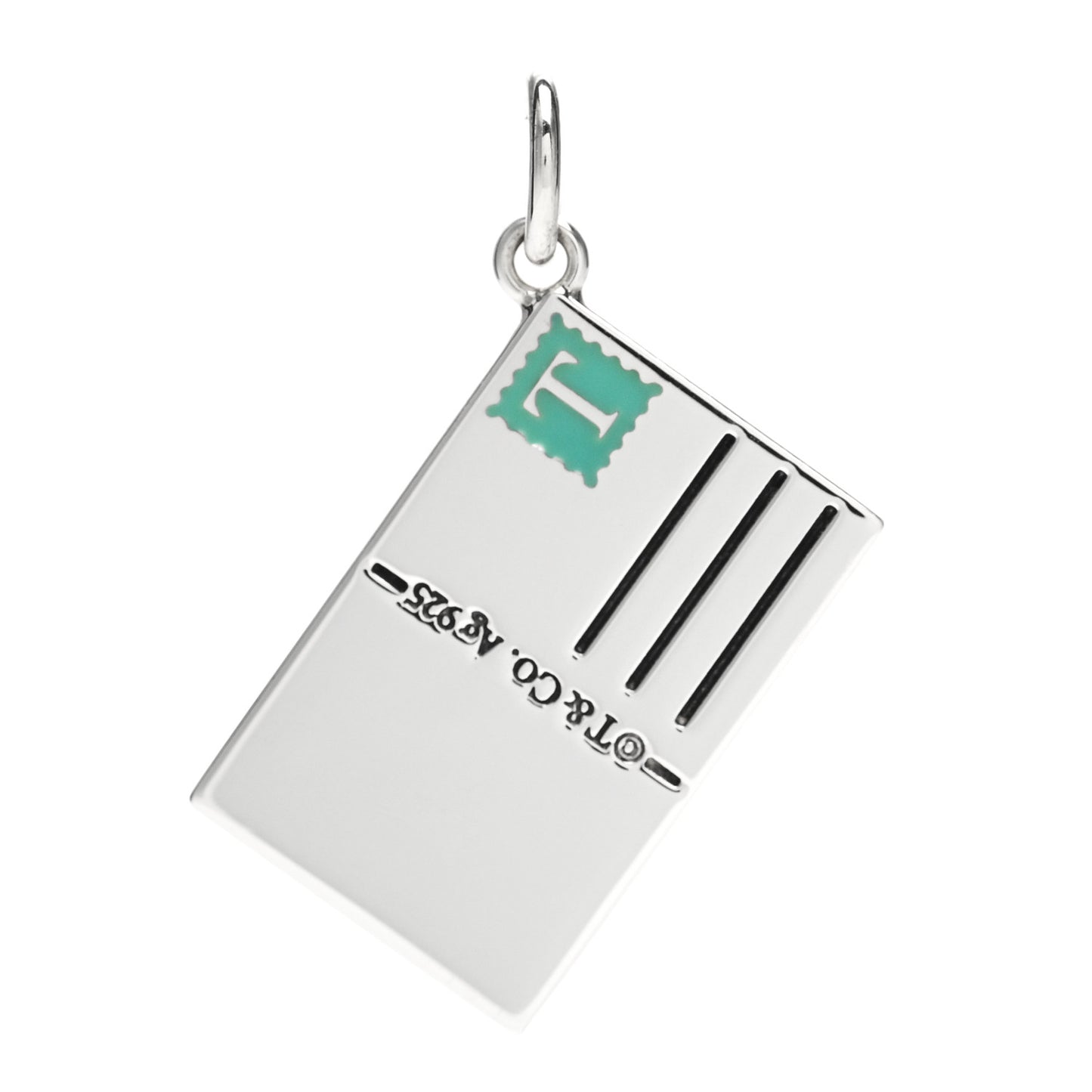 Sterling Silver Enamel Paris Postcard Charm Blue
