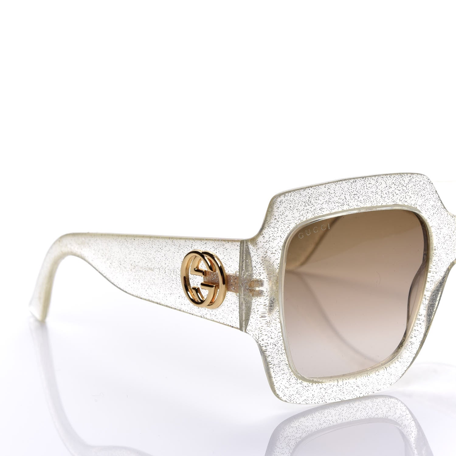 Gucci Glitter Acetate Square Frame Sunglasses GG0053S Silver 7 of 8