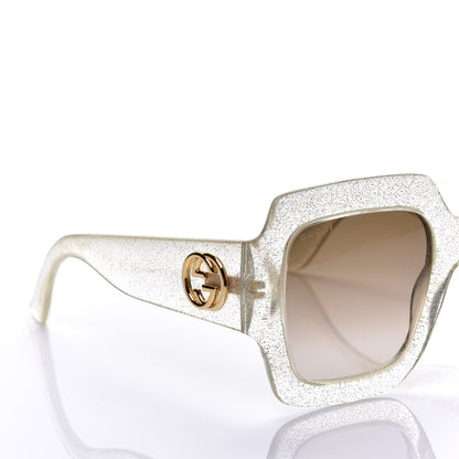 Gucci Glitter Acetate Square Frame Sunglasses GG0053S Silver 7 of 8