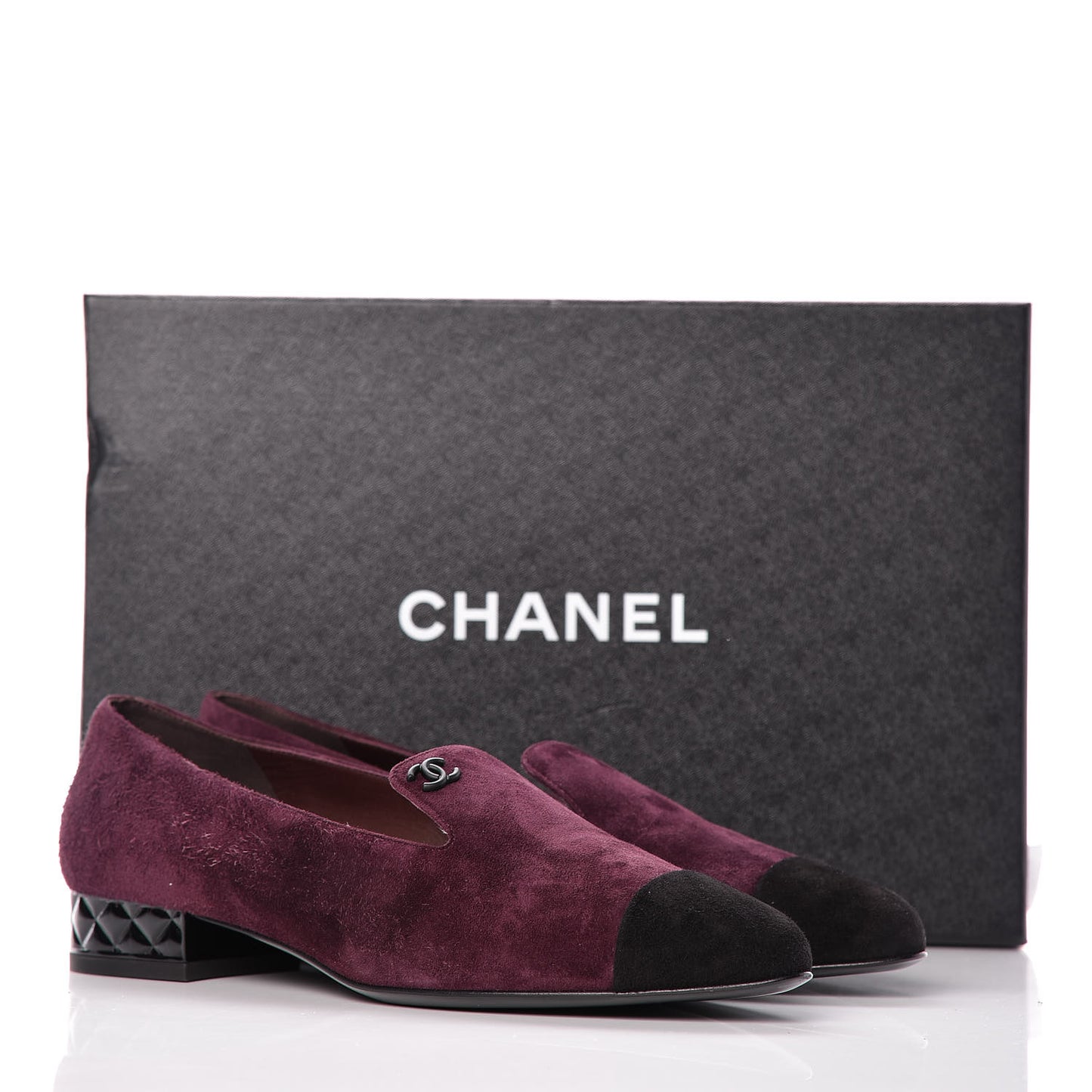 Suede Cap Toe Moccasin Loafers 38.5 Burgundy Black
