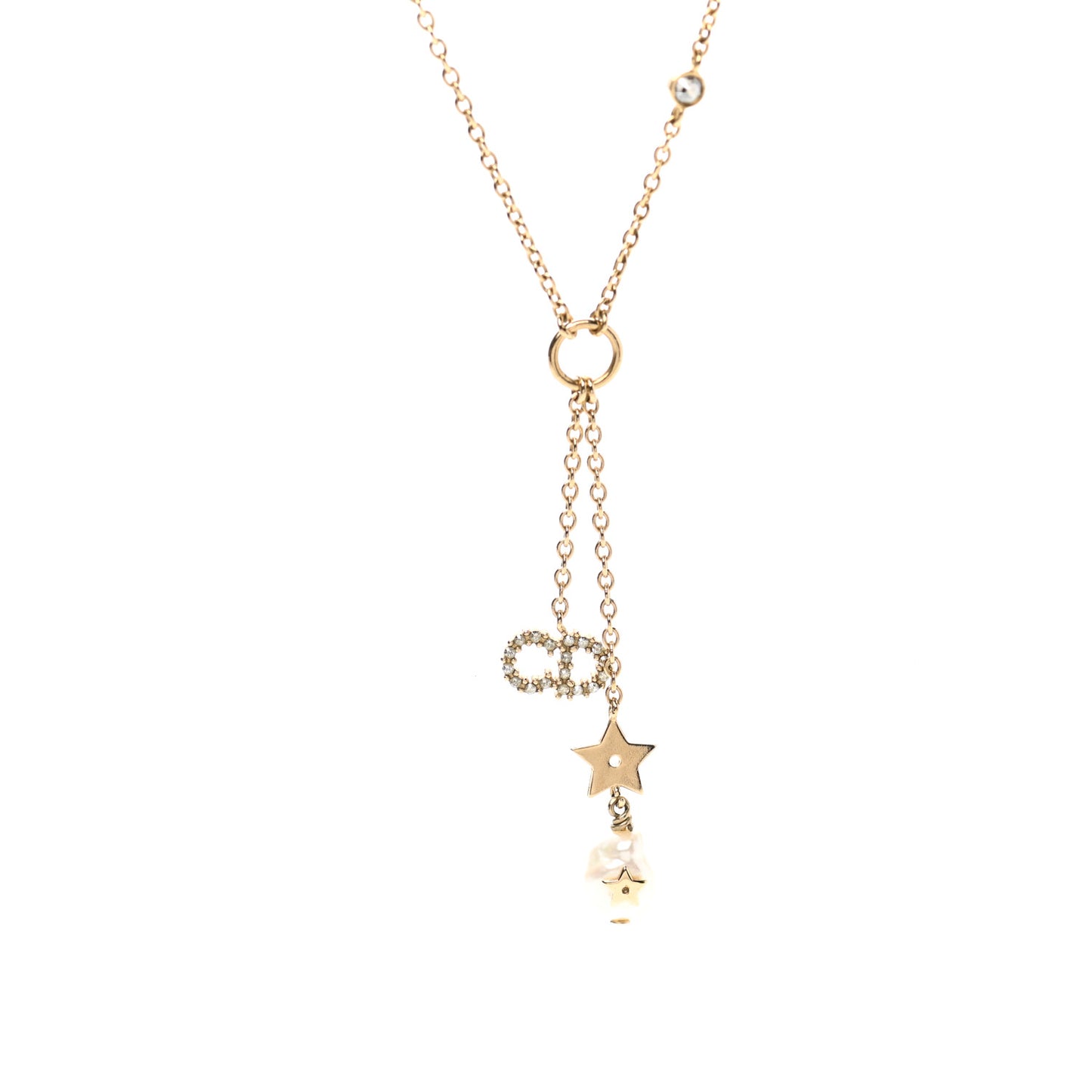 Crystal Pearl CD Shiny-D Tribal Long Necklace Gold