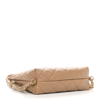 Chanel Lambskin Quilted Maxi Hobo Beige 5 of 11