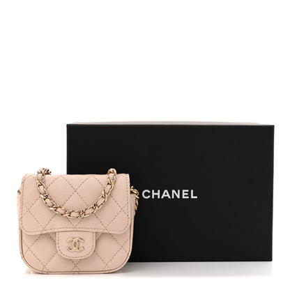 Chanel Caviar Quilted Mini Clutch With Chain Light Beige 14 of 14