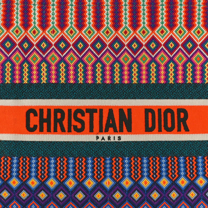 Christian Dior Canvas Embroidered Large Book Tote Orange Multicolor 7 of 12