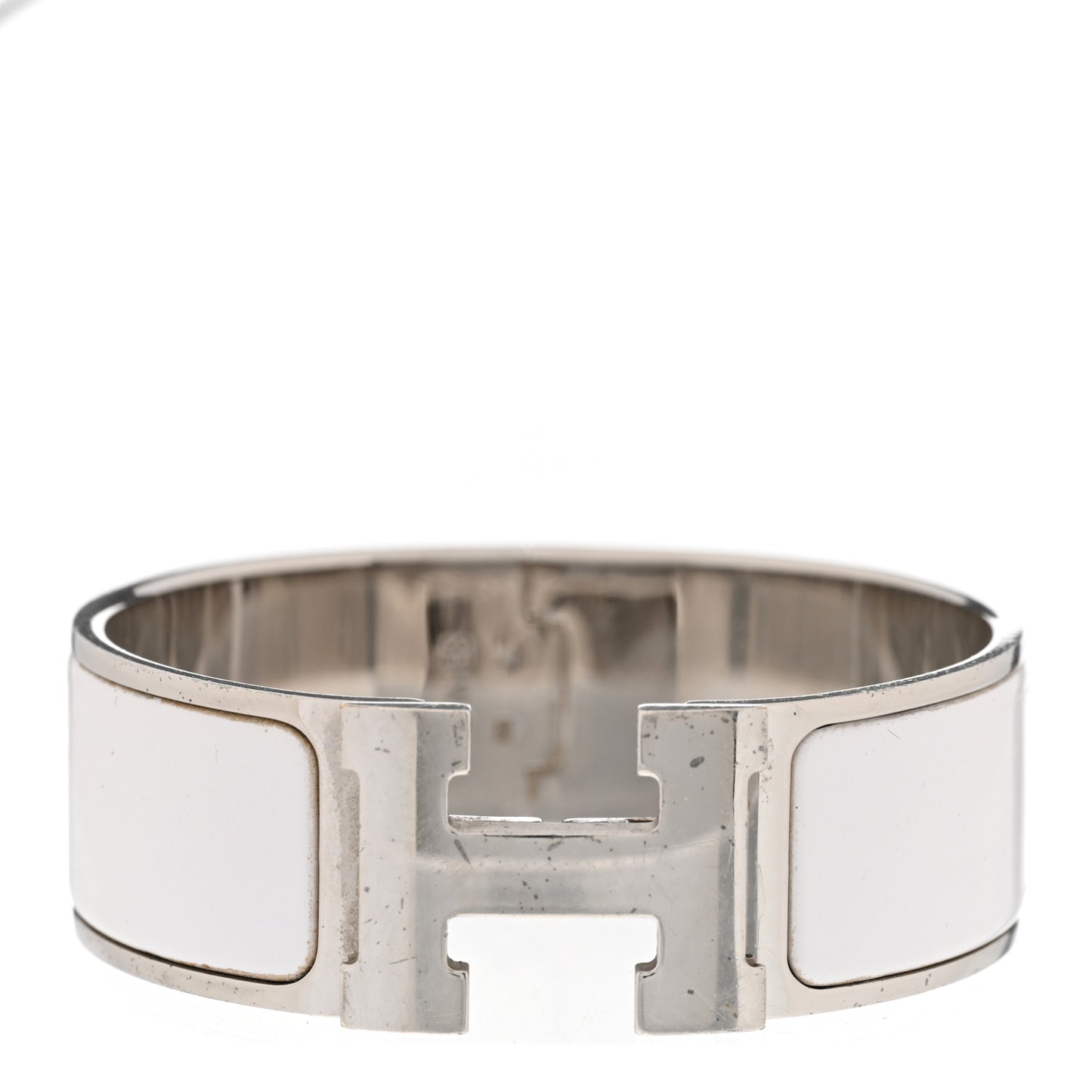 Enamel Wide Clic Clac H Bracelet GM White