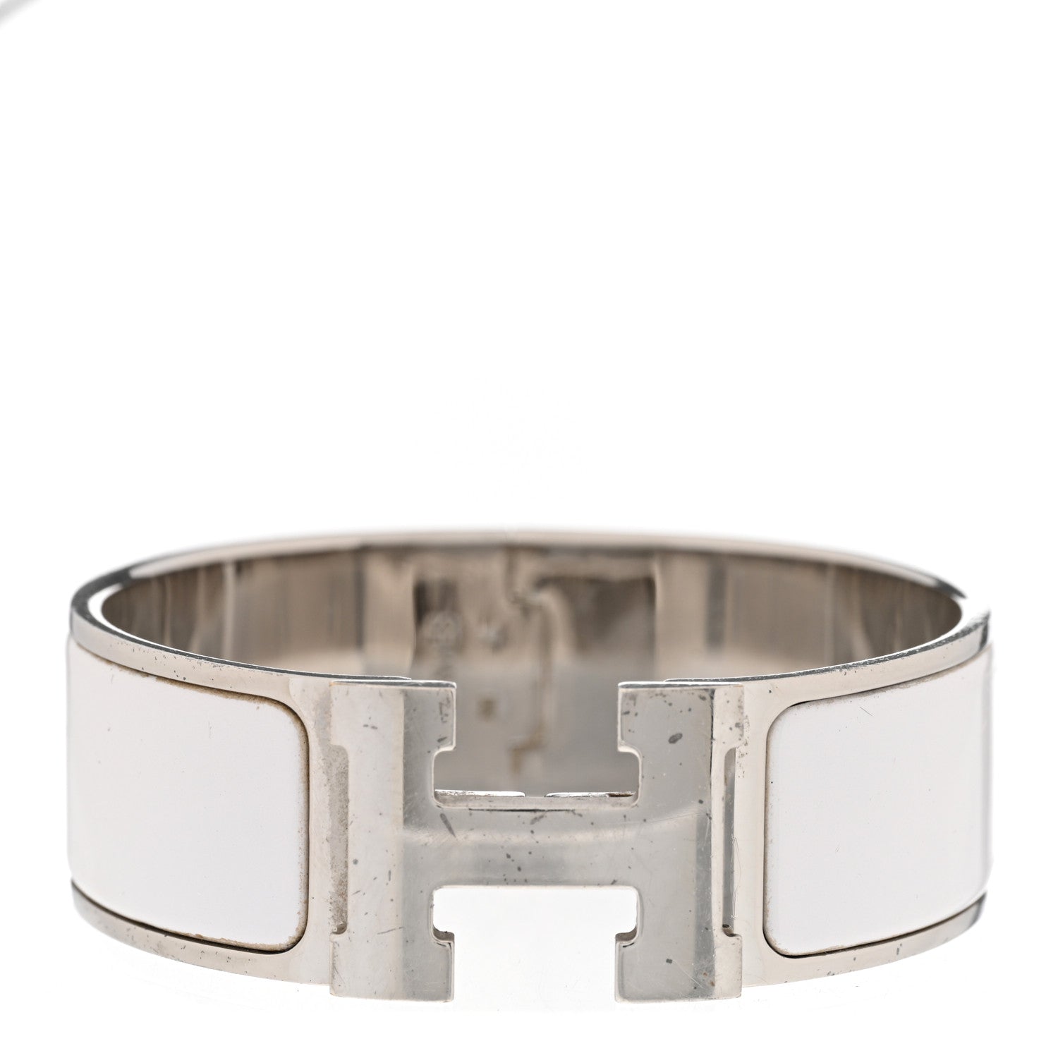 Hermes Enamel Wide Clic Clac H Bracelet GM White 1 of 5