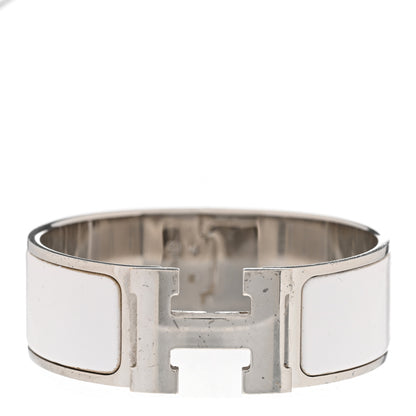 Hermes Enamel Wide Clic Clac H Bracelet GM White 1 of 5