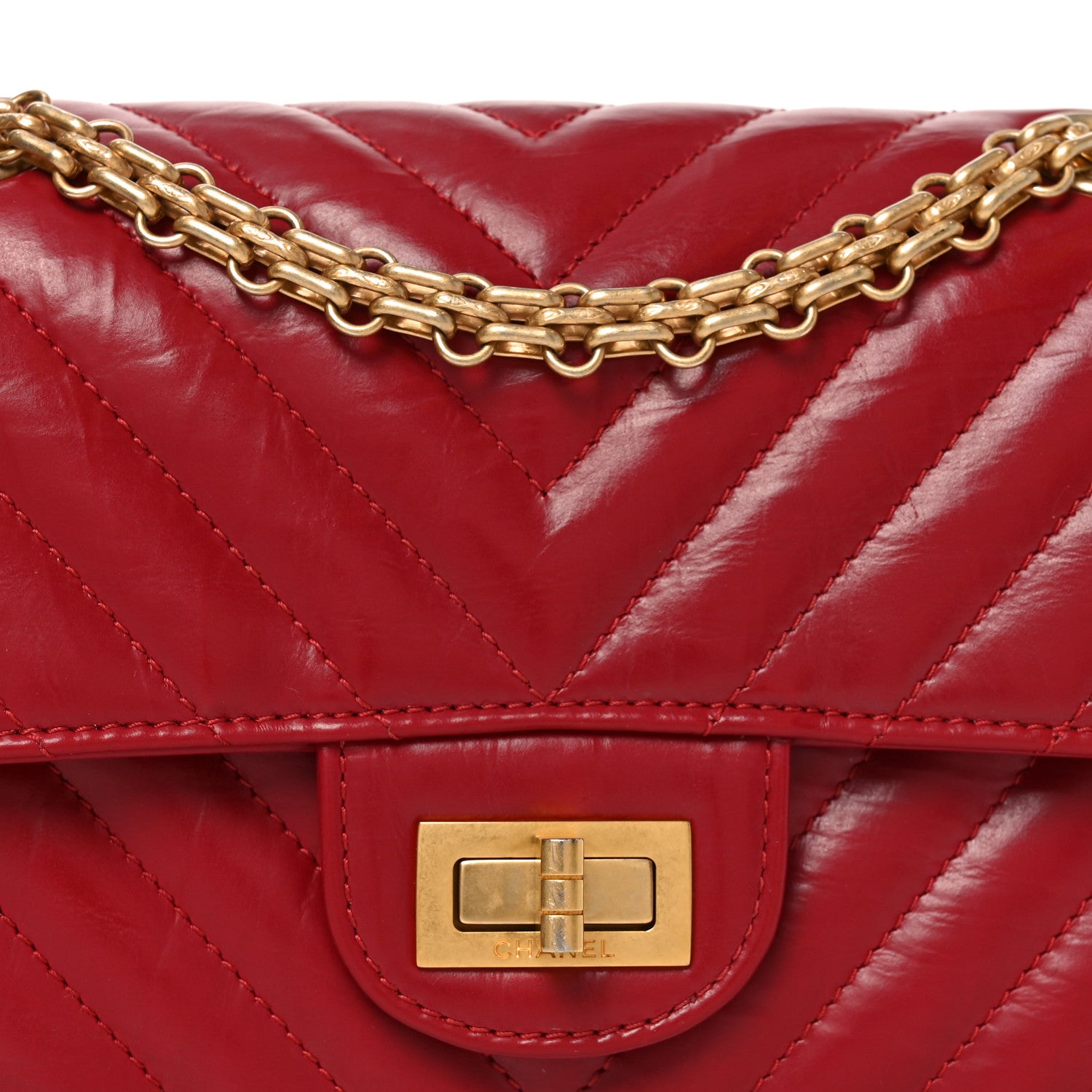 Chanel Aged Calfskin Chevron Quilted 2.55 Reissue Mini Flap Dark Red 8 of 11