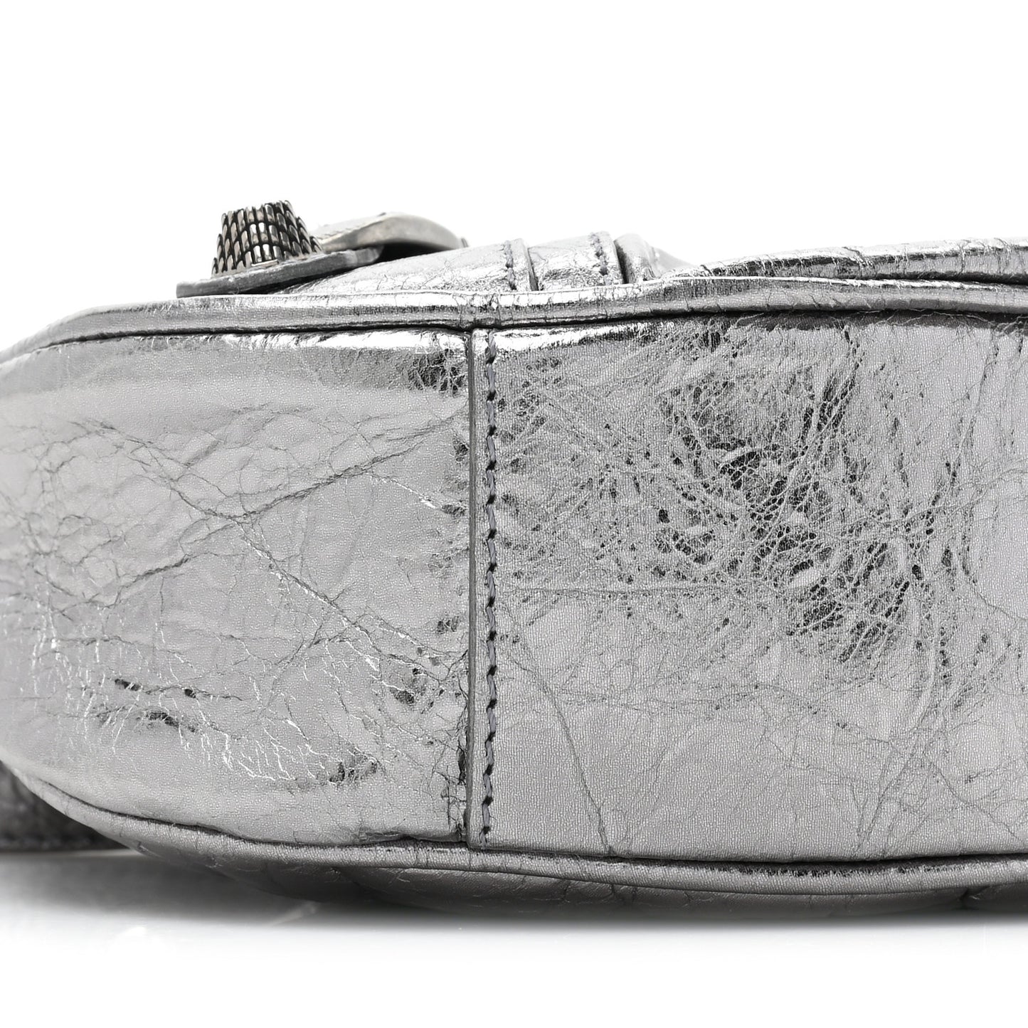 Metallic Agneau Arena Le Cagole Shoulder Bag XS Silver