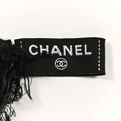 Chanel Cashmere Silk CC Pearl Stole Black White 3 of 6