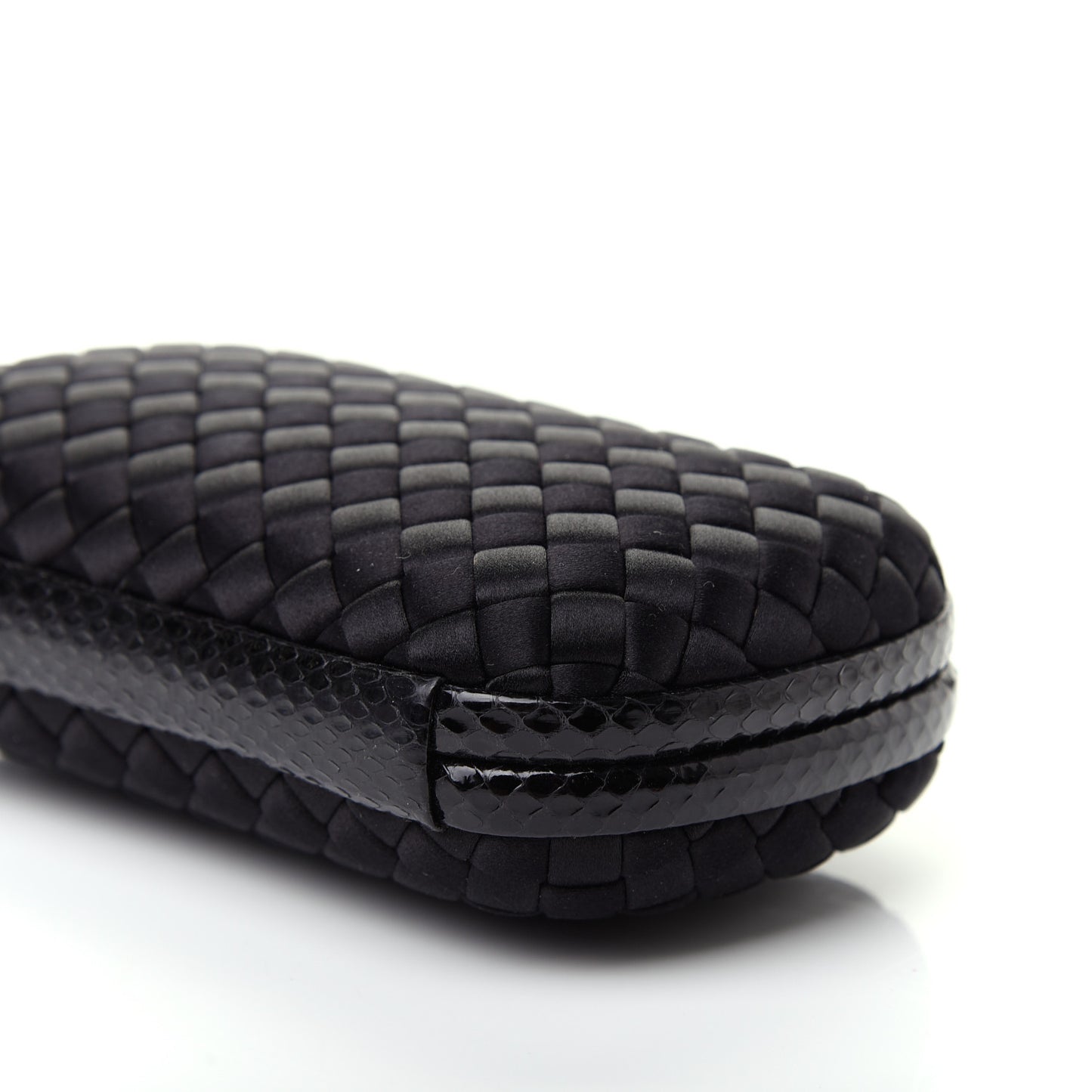 Satin Intreccio Impero Ayers Knot Clutch Black