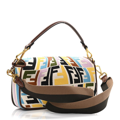 Fendi X SARA COLEMAN Canvas Vitello King Seta FF Fish Eye Embroidered Baguette Grezzo Multicolor Ghianda 4 of 13
