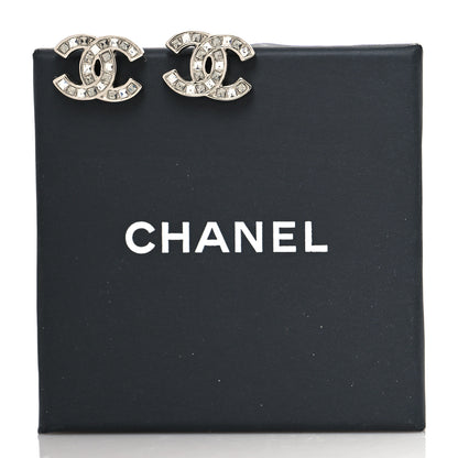 Chanel Baguette Crystal CC Earrings Silver Grey 5 of 5