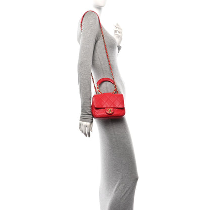 Chanel Lambskin Quilted Small Circular Handle Bag Brilliant Rouge 2 of 15