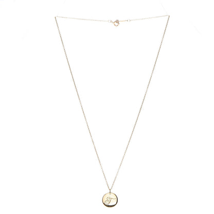Tiffany 18K Yellow Gold Notes Letter T Disc Charm Necklace 3 of 8