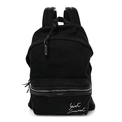 Saint Laurent Canvas Signature Embroidered City Backpack Black 1 of 12