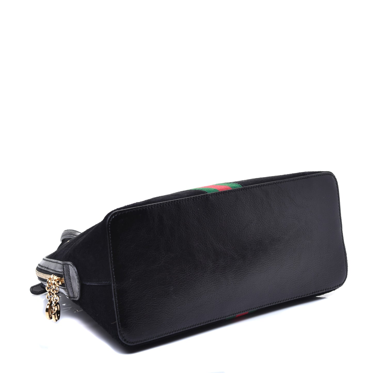 Suede Patent GG Web Medium Ophidia Top Handle Dome Bag Black