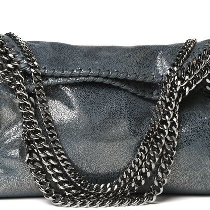 Stella McCartney Metallic Shaggy Deer Mini Falabella Fold Over Tote Blue Lagoon 7 of 11