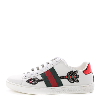 Gucci Calfskin Web Studded Womens Arrow Ace Sneakers 34 White 1 of 10