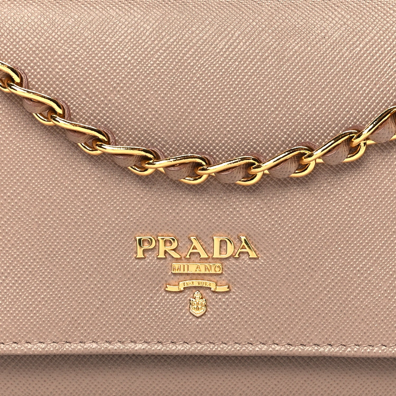 Prada Saffiano Metal Oro Chain Wallet Cammeo 10 of 12