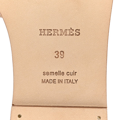Hermes Calfskin Canvas Oran Sandals 39 Noisette Beige Dore 6 of 9