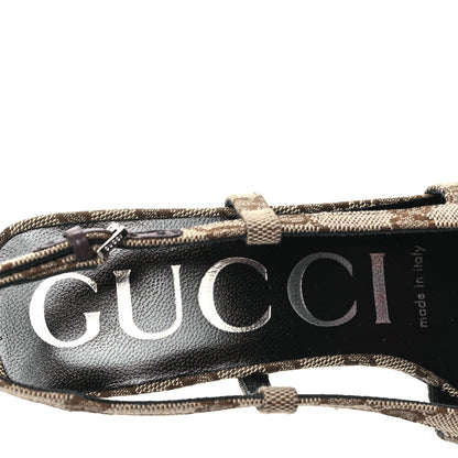 Gucci Monogram Malga Kid Square G 75mm Slingback Pumps 35 Beige Ebony New Acero 8 of 9