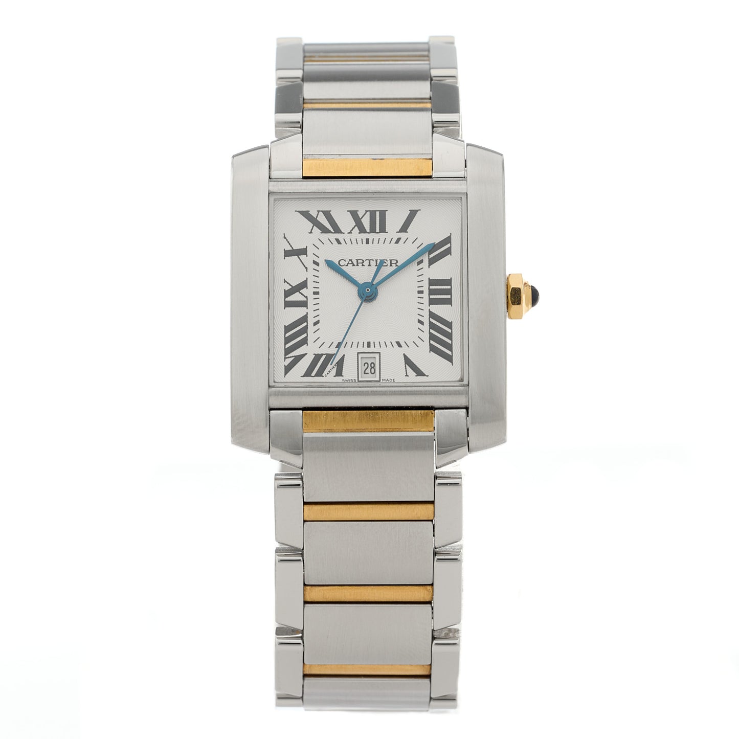 Stainless Steel 18K Yellow Gold 28mm Tank Francaise Automatic Watch