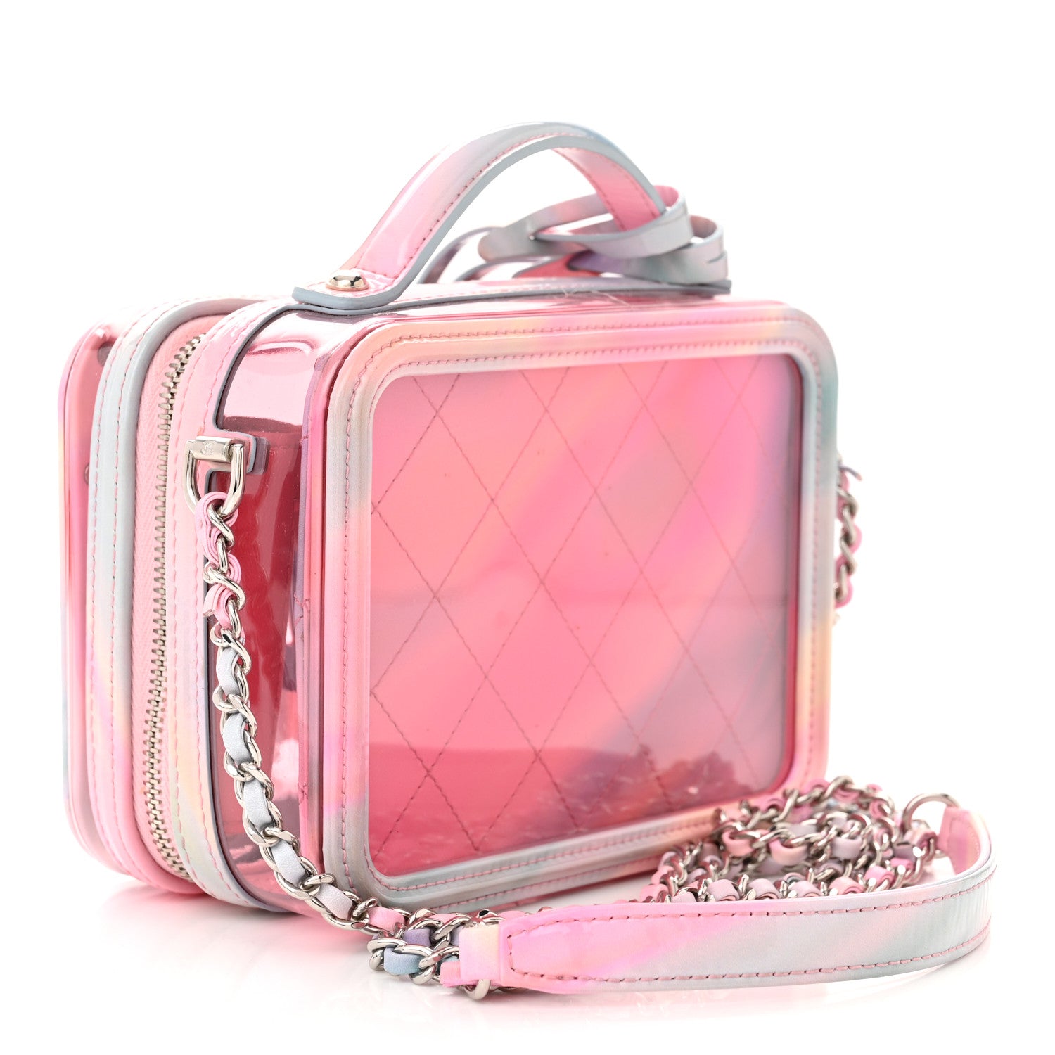 Chanel PVC Patent Calfskin Patent Lambskin Small CC Vanity Case Pink 3 of 13