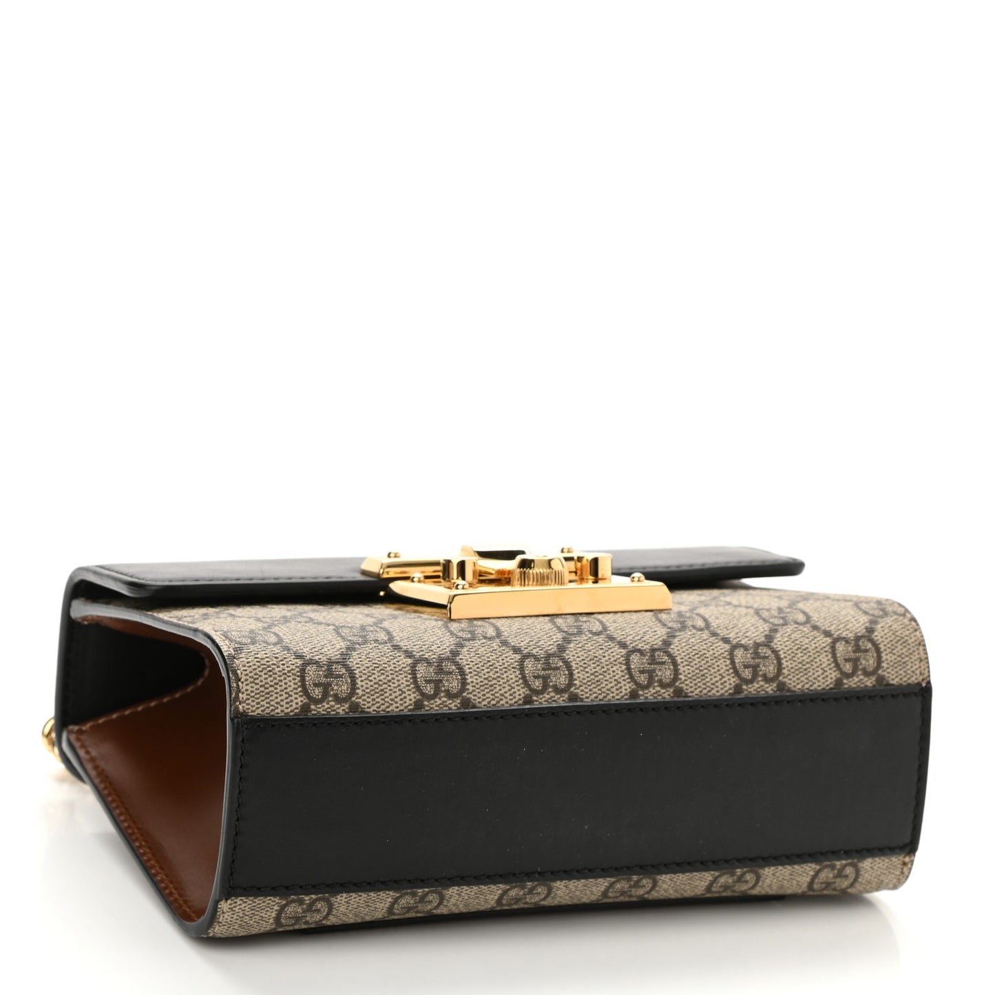 GG Supreme Monogram Calfskin Small Padlock Shoulder Bag Beige Black Cuir
