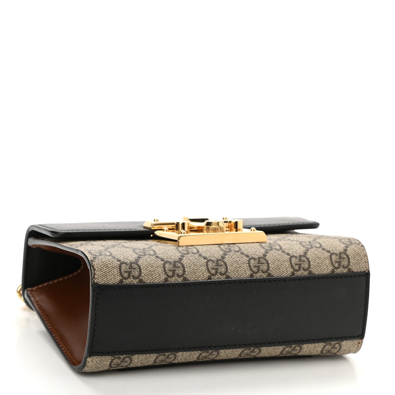 Gucci GG Supreme Monogram Calfskin Small Padlock Shoulder Bag Beige Black Cuir 4 of 8