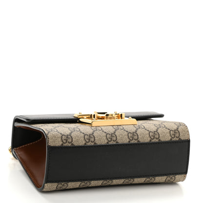 Gucci GG Supreme Monogram Calfskin Small Padlock Shoulder Bag Beige Black Cuir 4 of 8