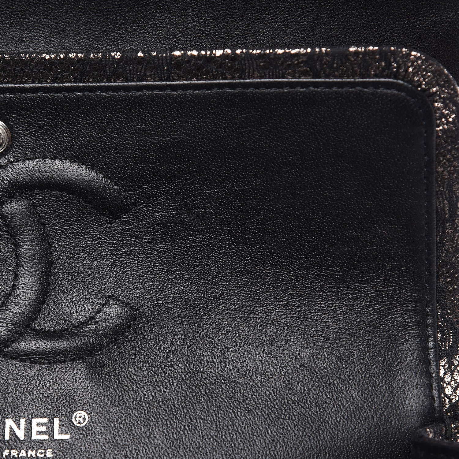 Chanel Lace Metallic Goatskin Medium Double Flap Black Silver 11 of 13