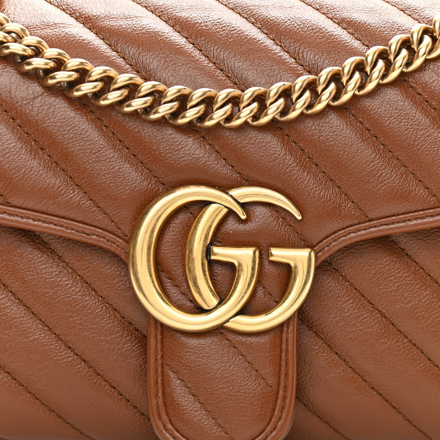 Azalea Calfskin Matelasse Diagonal Small GG Marmont Shoulder Bag Cuir