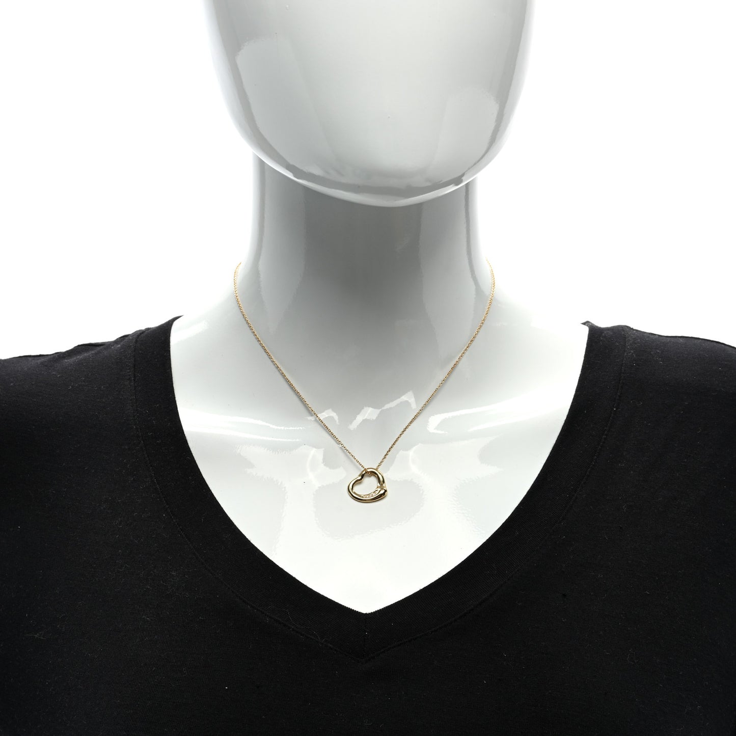 18K Yellow Gold Diamond 16mm Elsa Peretti Open Heart Pendant Necklace