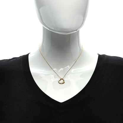 Tiffany 18K Yellow Gold Diamond 16mm Elsa Peretti Open Heart Pendant Necklace 2 of 5