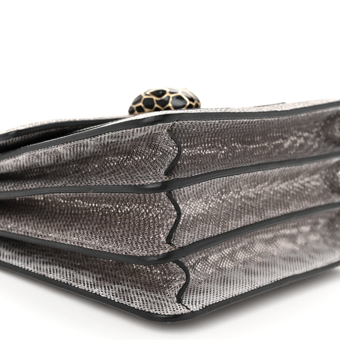 Metallic Karung Serpenti Forever Top Handle White Agate