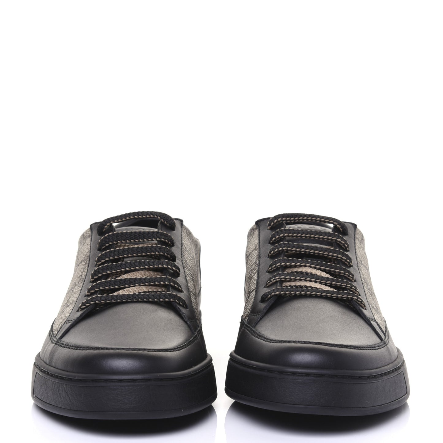 GG Supreme Monogram Mens Low Top Sneakers 8 Black Beige Ebony