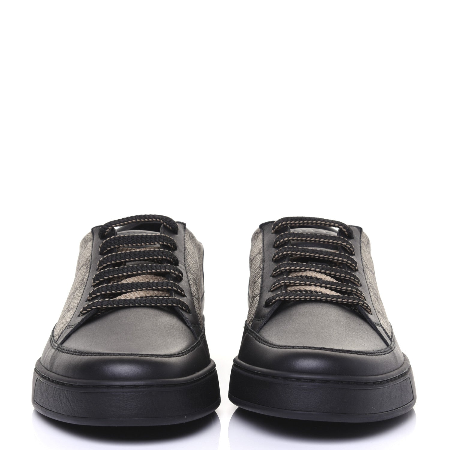 Gucci GG Supreme Monogram Mens Low Top Sneakers 8 Black Beige Ebony 2 of 10