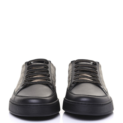 Gucci GG Supreme Monogram Mens Low Top Sneakers 8 Black Beige Ebony 2 of 10
