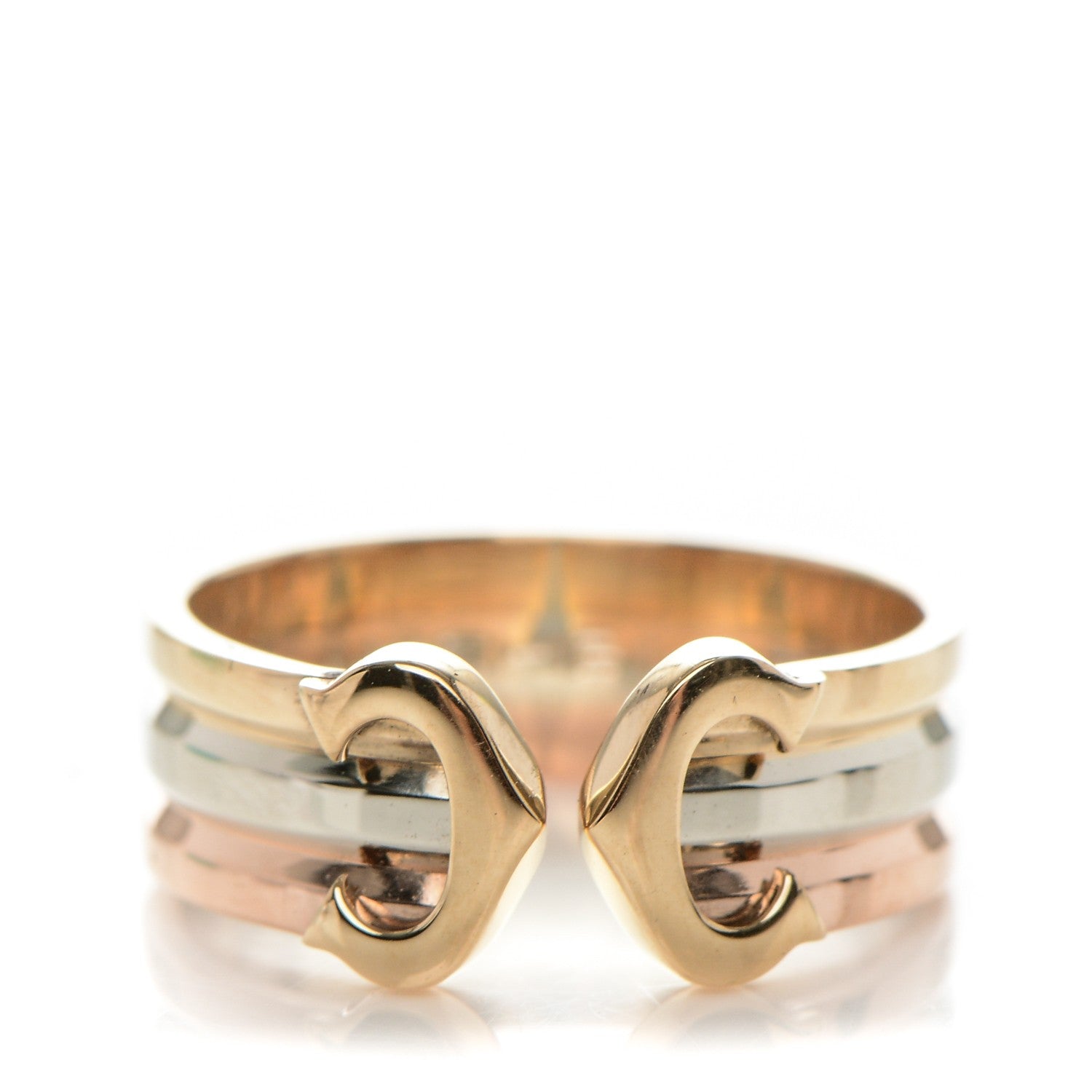 Cartier 18K Pink Yellow White Gold C De Ring 49 4.75 1 of 6