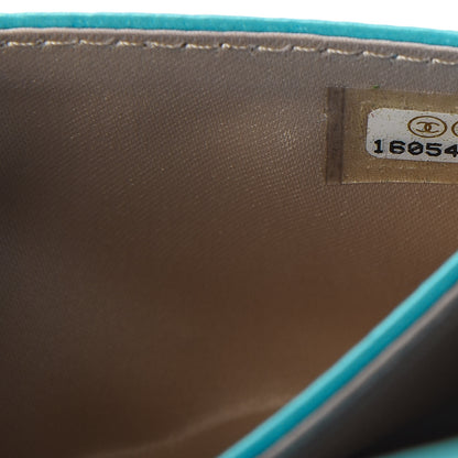 Chanel Goatskin Camellia Embossed Card Holder Turquoise 8 of 11