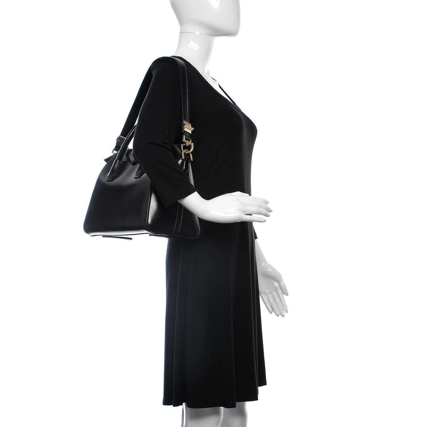Shiny Lord Calfskin Small Antigona Black