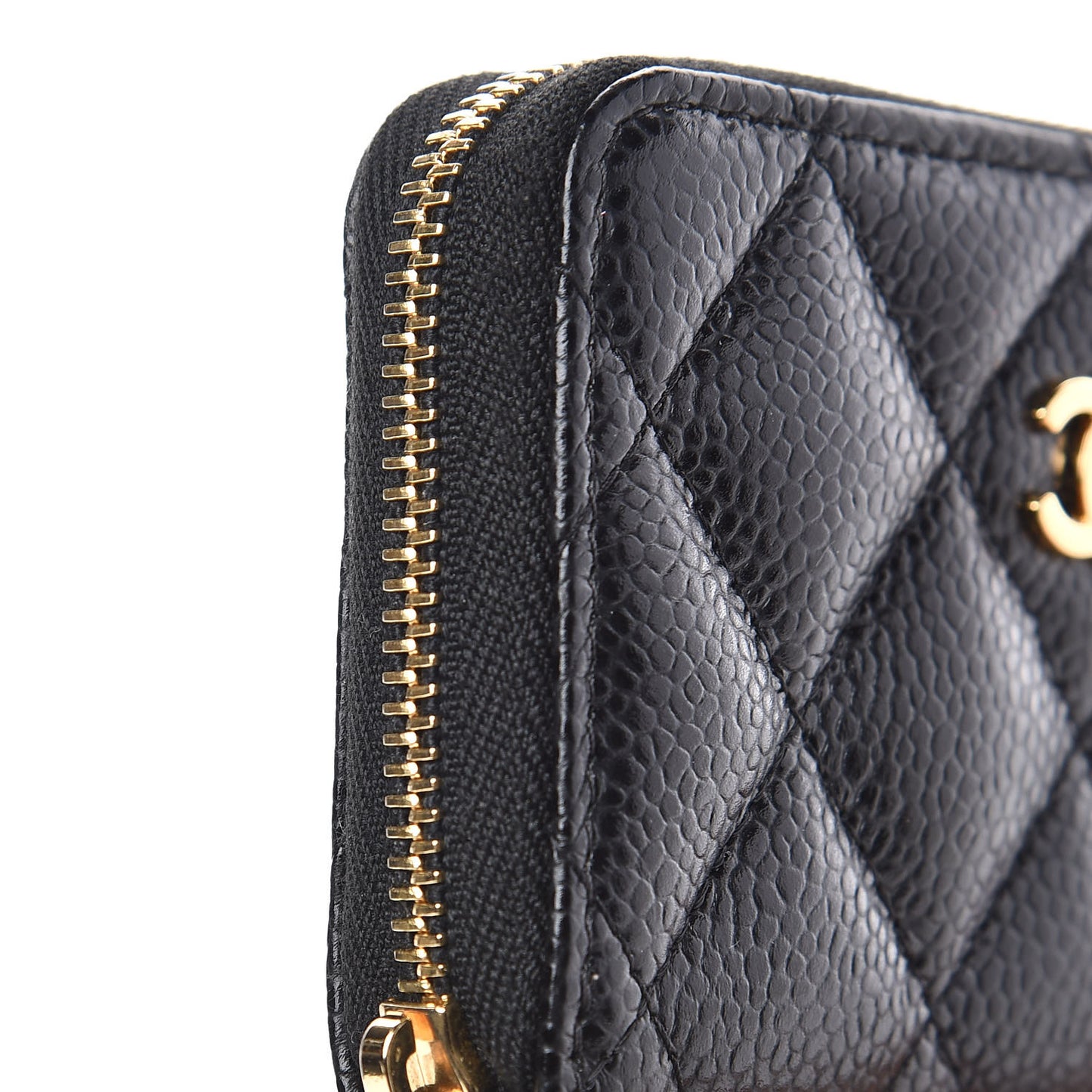 Caviar Quilted Zip Coin Purse Black