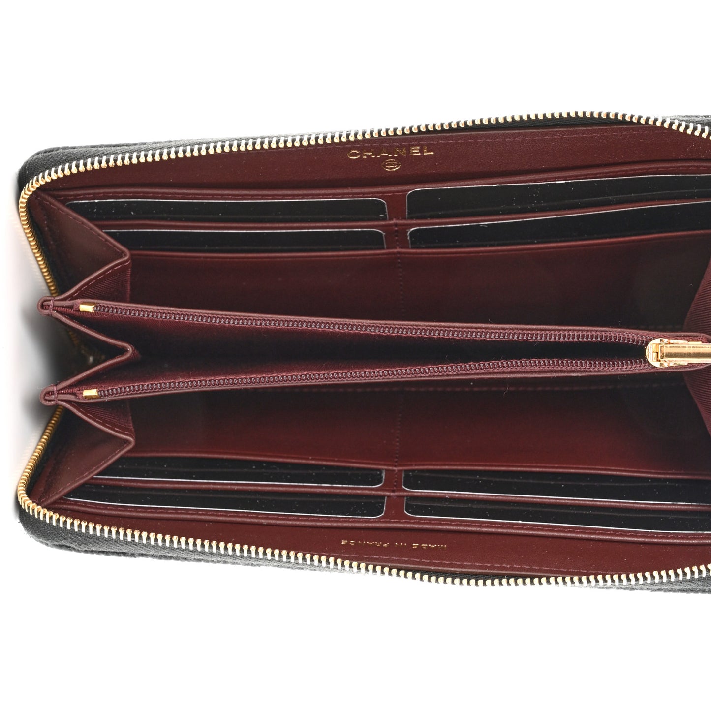 Caviar Quilted Large Gusset Zip Around Wallet Black