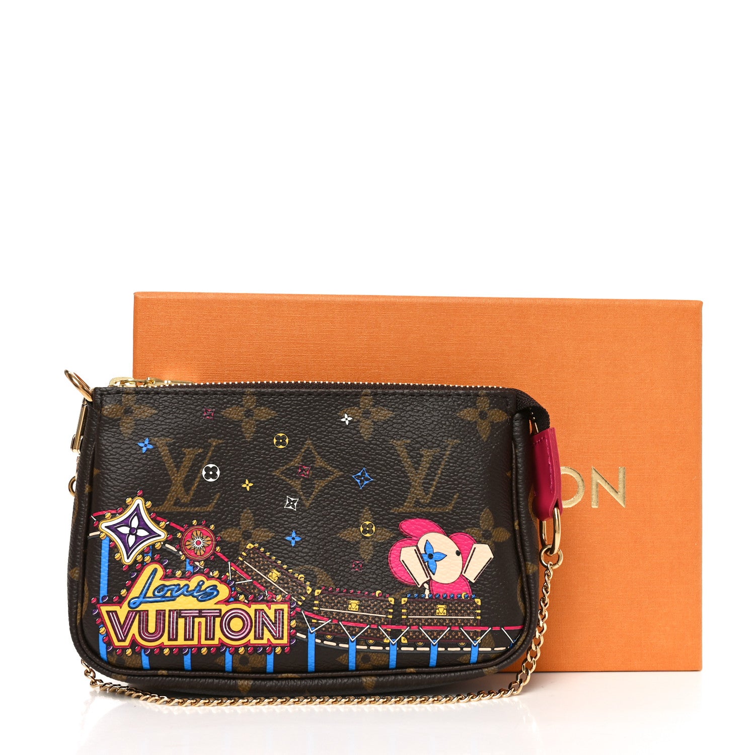 Louis Vuitton Monogram 2020 Christmas Animation Roller Coaster Mini Pochette Accessories Pivoine 9 of 9