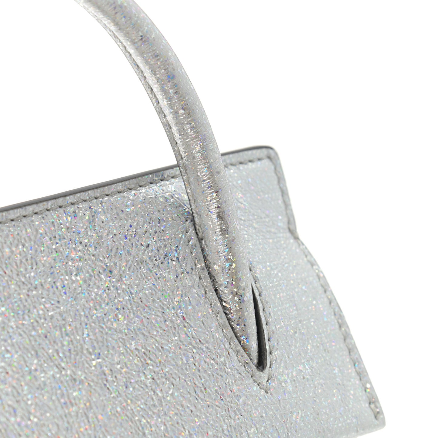 Metallic Calfskin Paloma Top Handle Shoulder Bag Silver