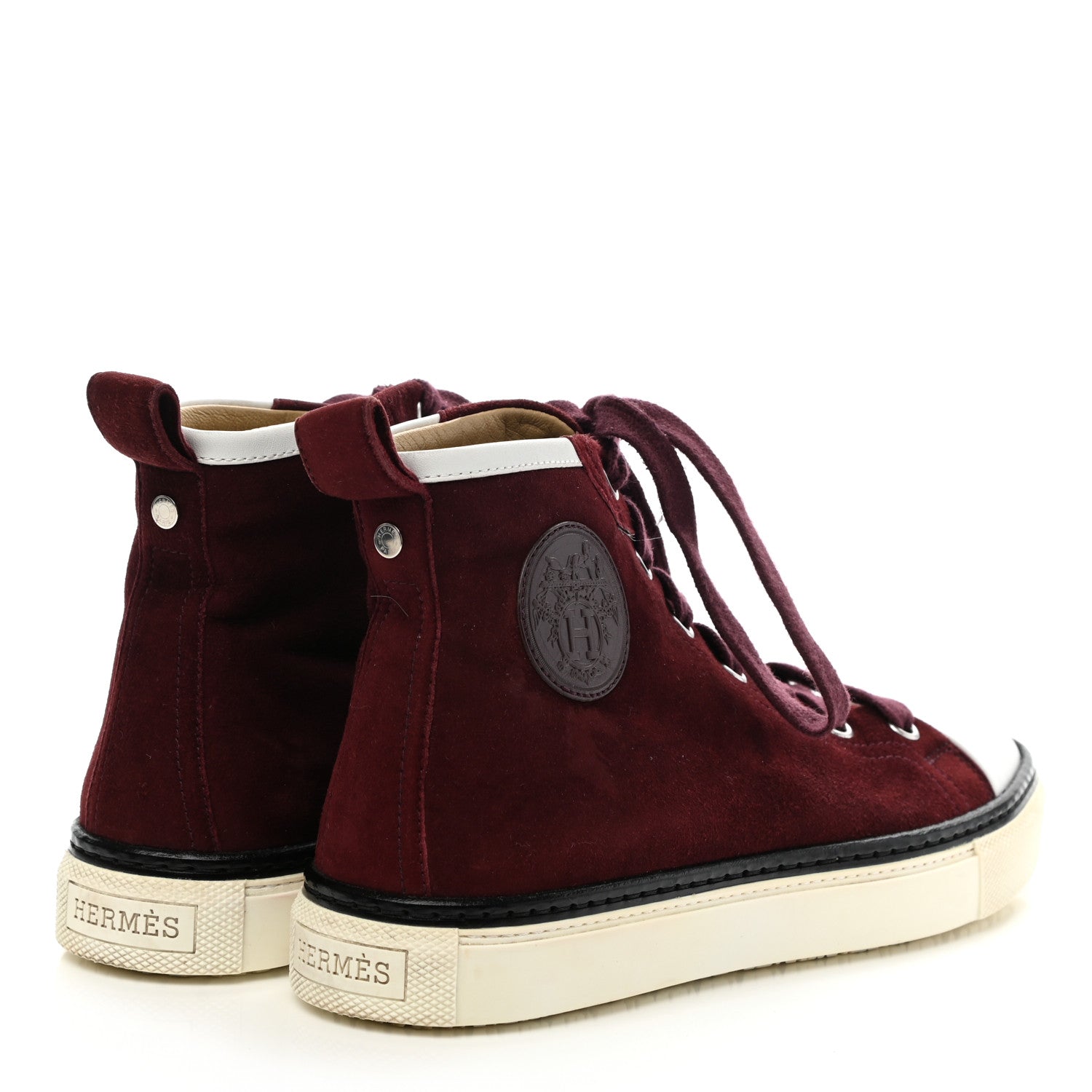 Hermes Suede Jimmy High Top Sneakers 36 Bordeaux 4 of 7