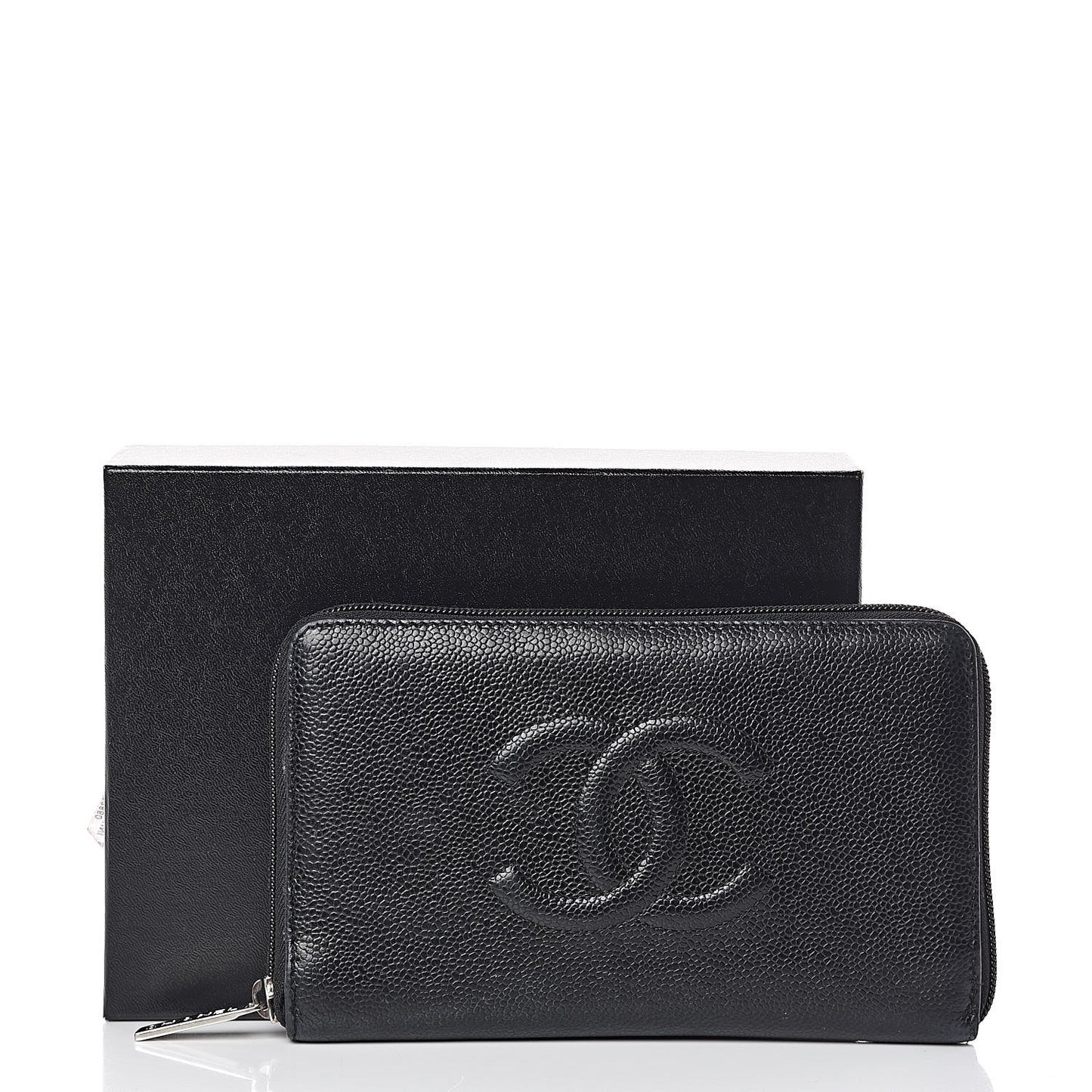 Caviar Large Timeless CC Zip Around Organizer Wallet Black