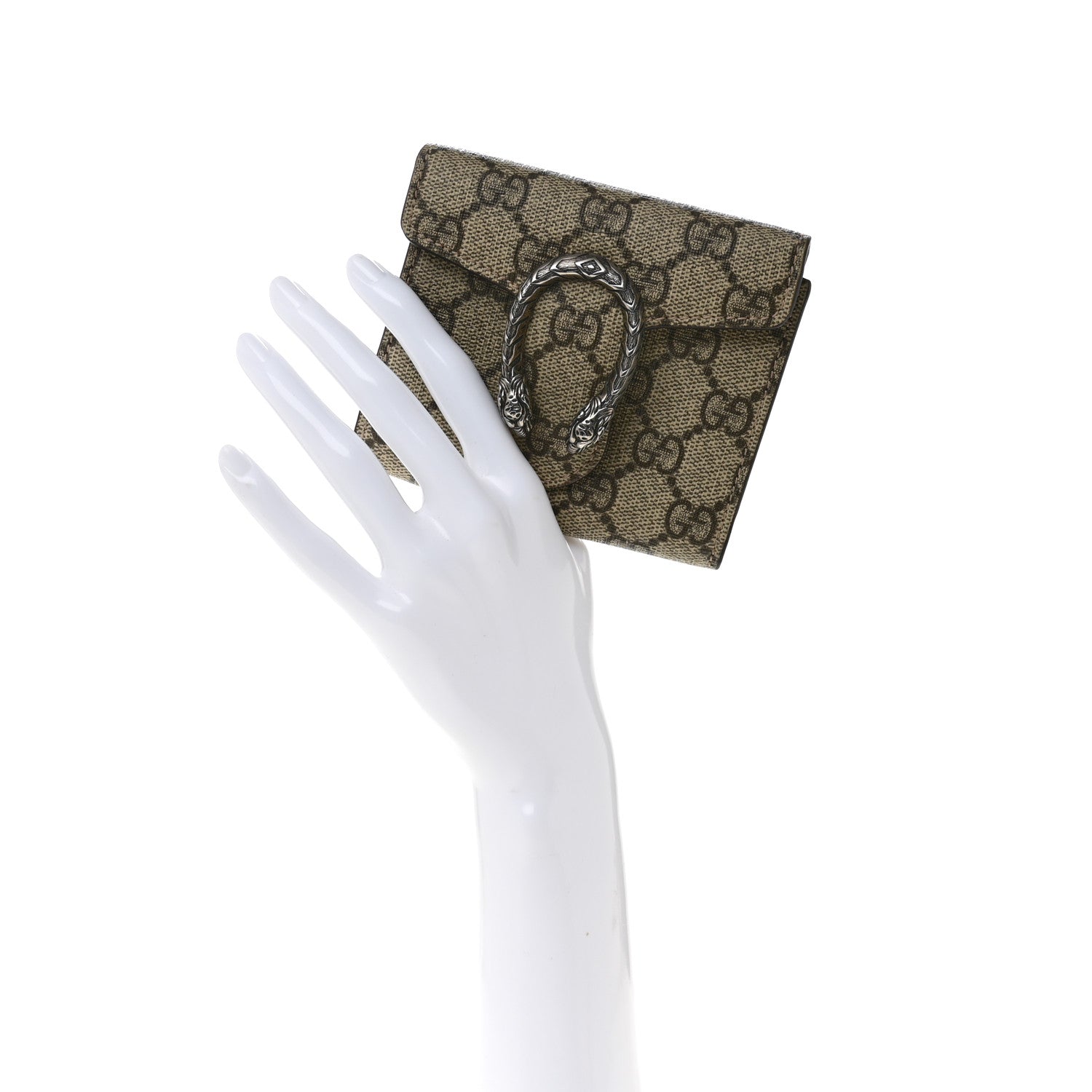 Gucci GG Supreme Monogram Dionysus Card Case Wallet Beige Taupe 2 of 8